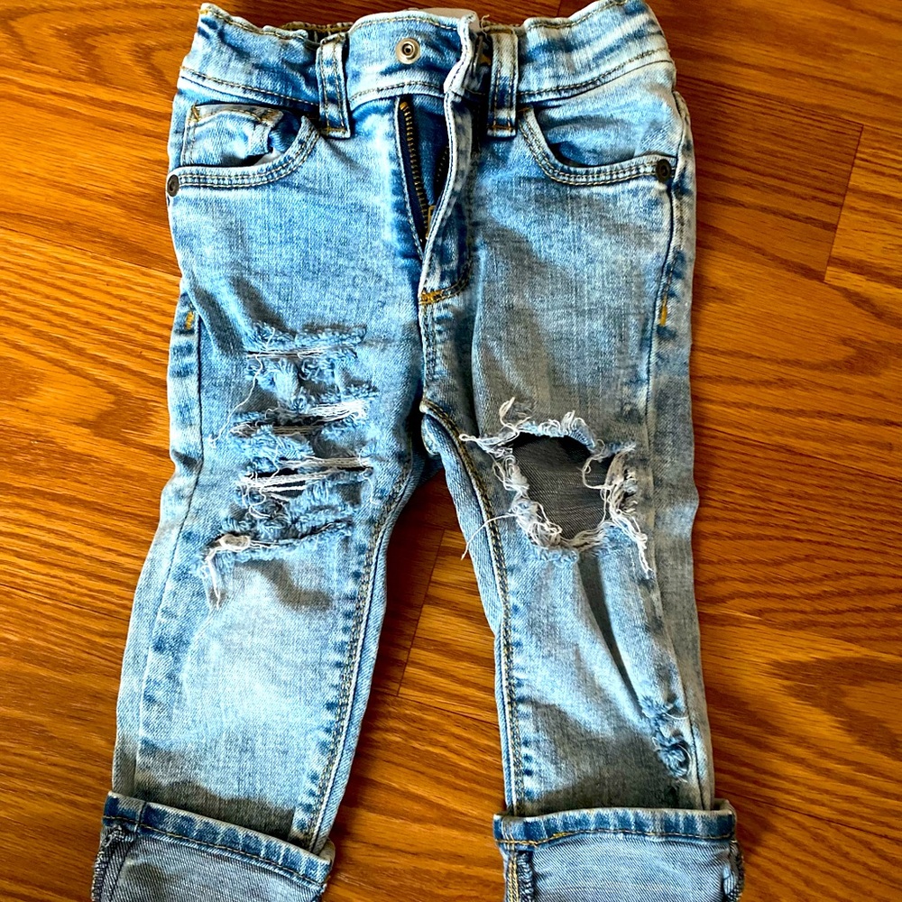 Distressed baby jeans, skinny jeans small shop first owners
